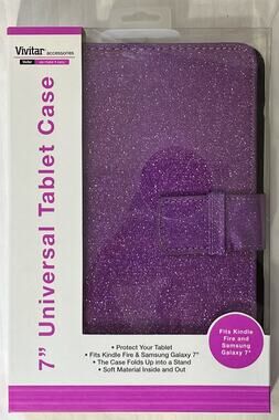 Vivitar Purple Glitter 7 Inch Universal Tablet Case New